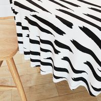 Paintbrush Stripes - Black on White - Large Scale