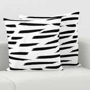 Paintbrush Stripes - Black on White - Large Scale