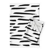 Paintbrush Stripes - Black on White - Large Scale