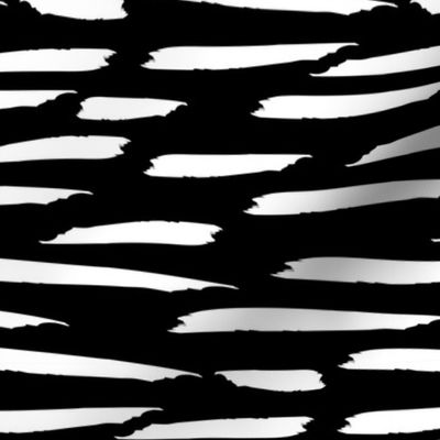 Paintbrush Stripes - White on Black - Microprint