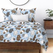 Guinea pigs and moon dots - large blue