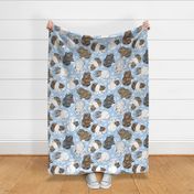 Guinea pigs and moon dots - large blue