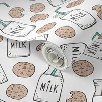 Milk and Cookies on White