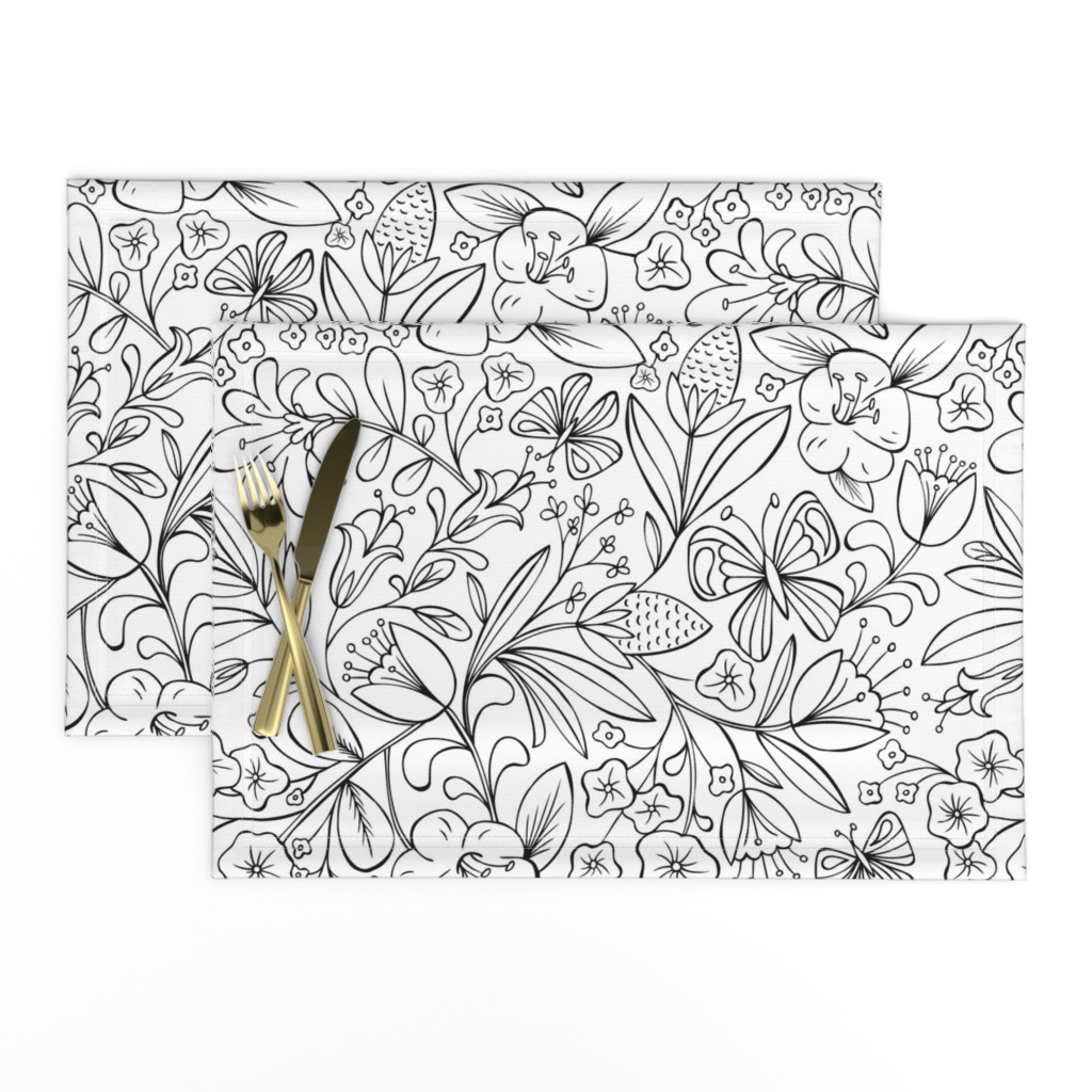 Enchanted Garden Coloring Book Floral - Black and White