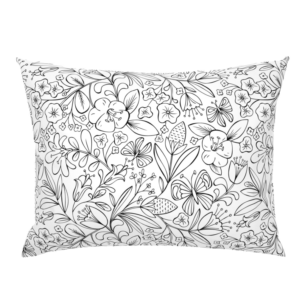 Enchanted Garden Coloring Book Floral - Black and White