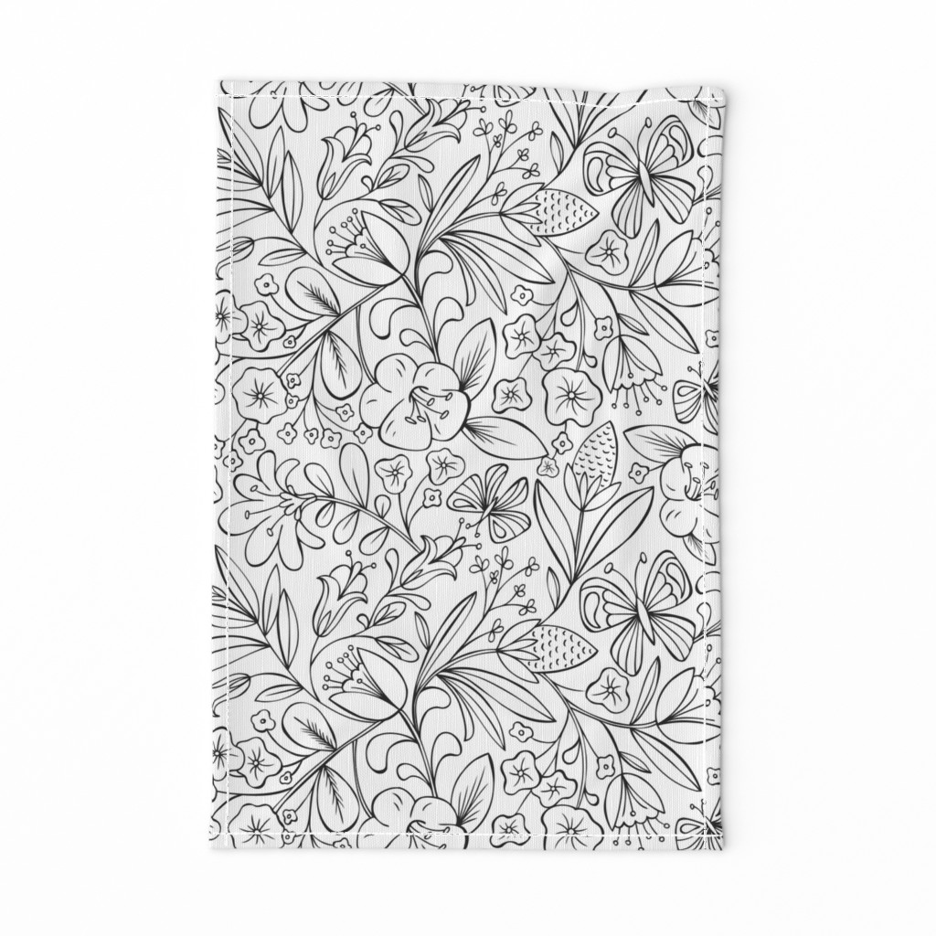 Enchanted Garden Coloring Book Floral - Black and White