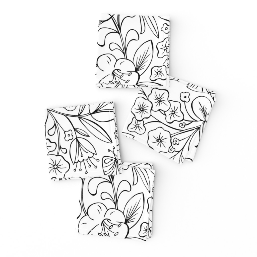 Enchanted Garden Coloring Book Floral - Black and White