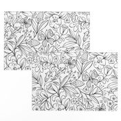 Enchanted Garden Coloring Book Floral - Black and White