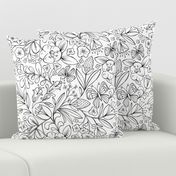 Enchanted Garden Coloring Book Floral - Black and White