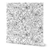 Enchanted Garden Coloring Book Floral - Black and White