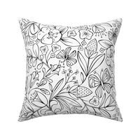 Enchanted Garden Coloring Book Floral - Black and White