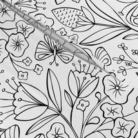 Enchanted Garden Coloring Book Floral - Black and White