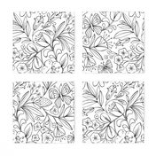 Enchanted Garden Coloring Book Floral - Black and White