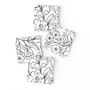 Enchanted Garden Coloring Book Floral - Black and White