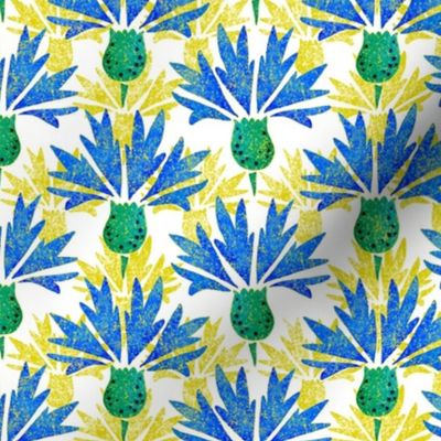 Moroccan Blue & Yellow Cornflowers N1 (white)