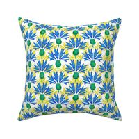 Moroccan Blue & Yellow Cornflowers N1 (white)