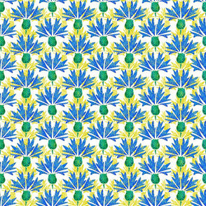 Moroccan Blue & Yellow Cornflowers N1 (white)