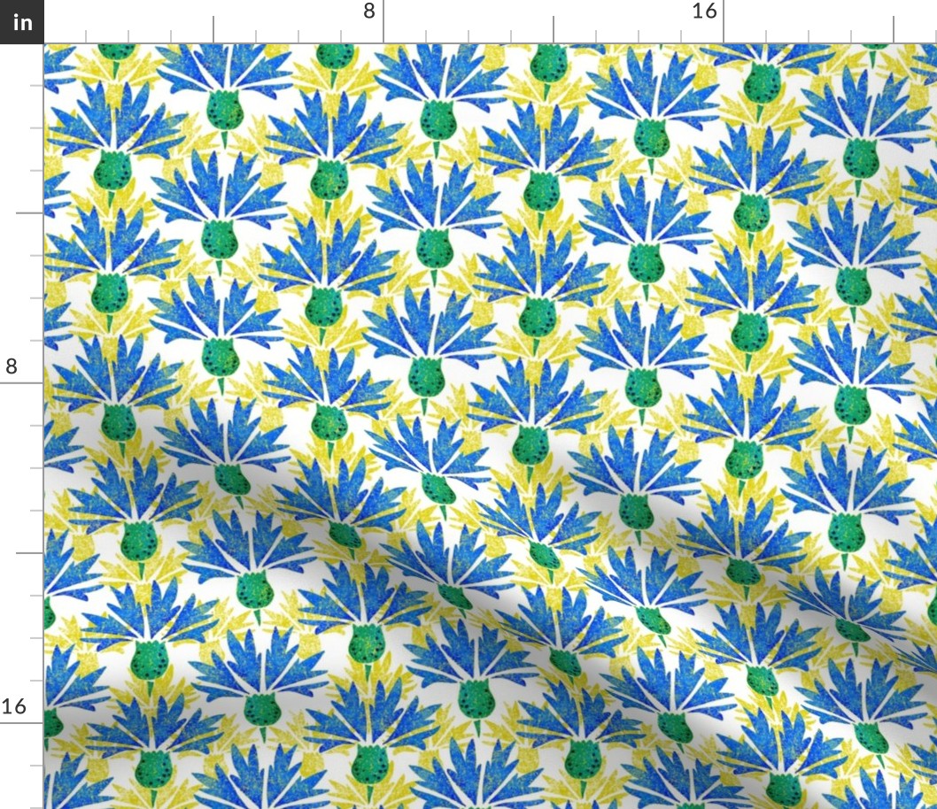 Moroccan Blue & Yellow Cornflowers N1 (white)