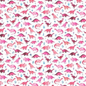 Extra Tiny Dinos in Magenta and Coral on White 