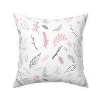 10.5" Pink Grey & White Leaves