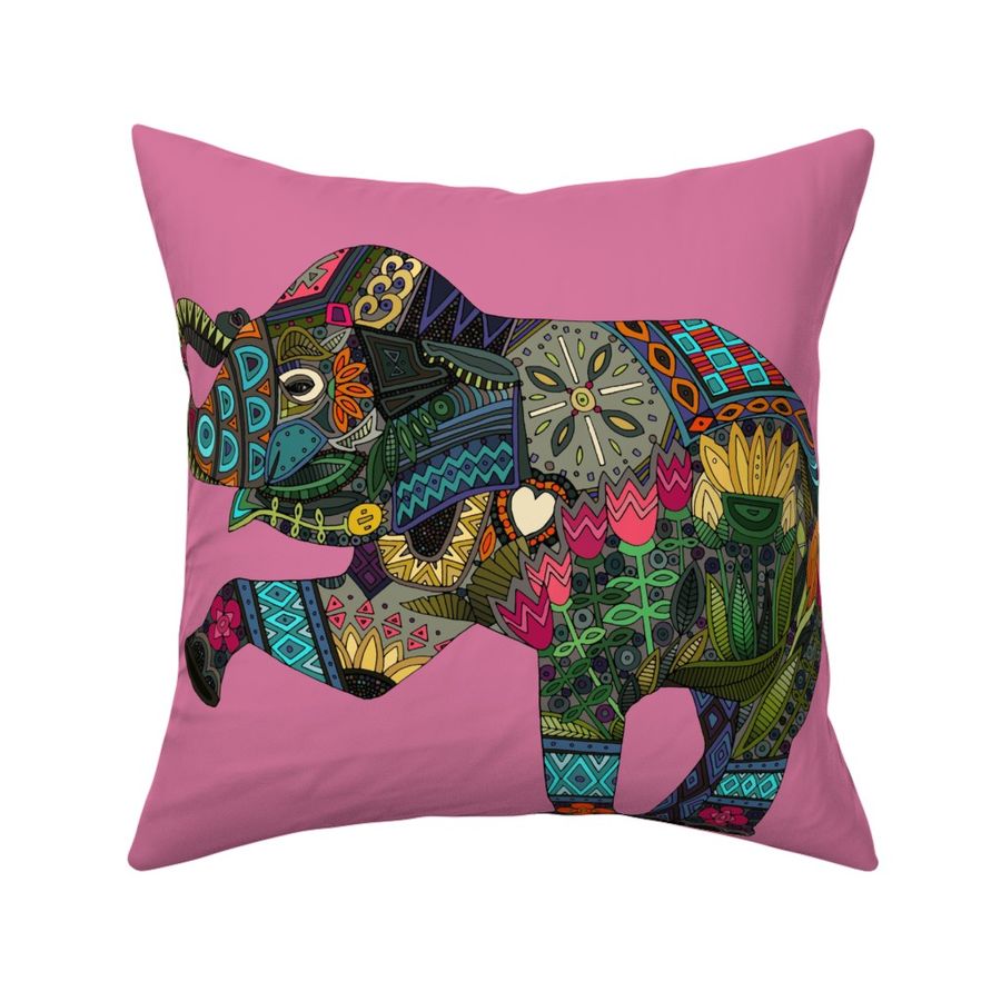 asian elephant pink FQ panel