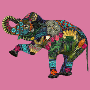 asian elephant pink FQ panel