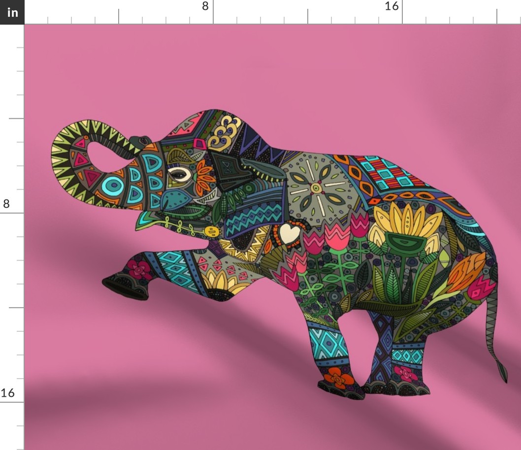 asian elephant pink FQ panel
