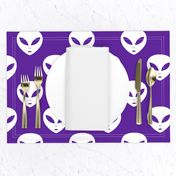 Three Inch White Aliens on Purple