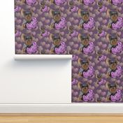 Yorkie Lilac Hearts Pillow