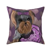 Yorkie Lilac Hearts Pillow