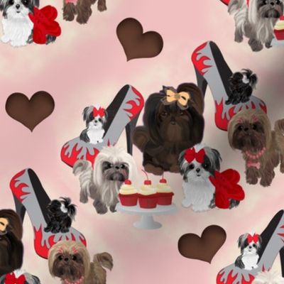 Shih tzu - Shihtzu Hearts Shopping Pink