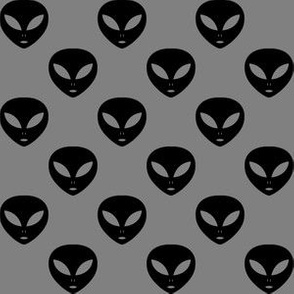 One Inch Black Aliens on Medium Gray