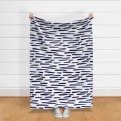 Paintbrush Stripes - Navy Blue on White - Large Scale