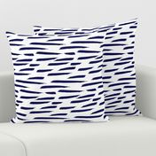 Paintbrush Stripes - Navy Blue on White - Microprint