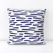 Paintbrush Stripes - Navy Blue on White - Microprint