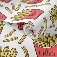 French Fries Fast Food Red on White