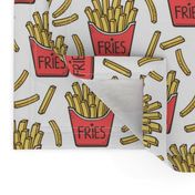 French Fries Fast Food Red on White