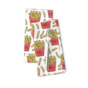 French Fries Fast Food Red on White
