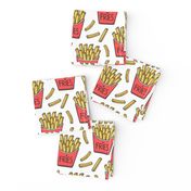 French Fries Fast Food Red on White