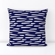 Paintbrush Stripes - White on Navy Blue - Microprint