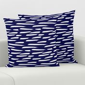 Paintbrush Stripes - White on Navy Blue - Microprint