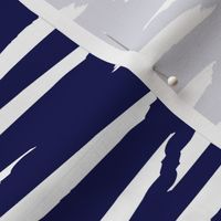 Paintbrush Stripes - White on Navy Blue - Microprint