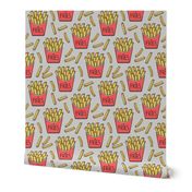 French Fries Fast Food Red on Light Grey