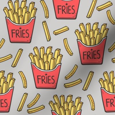 French Fries Fast Food Red on Light Grey