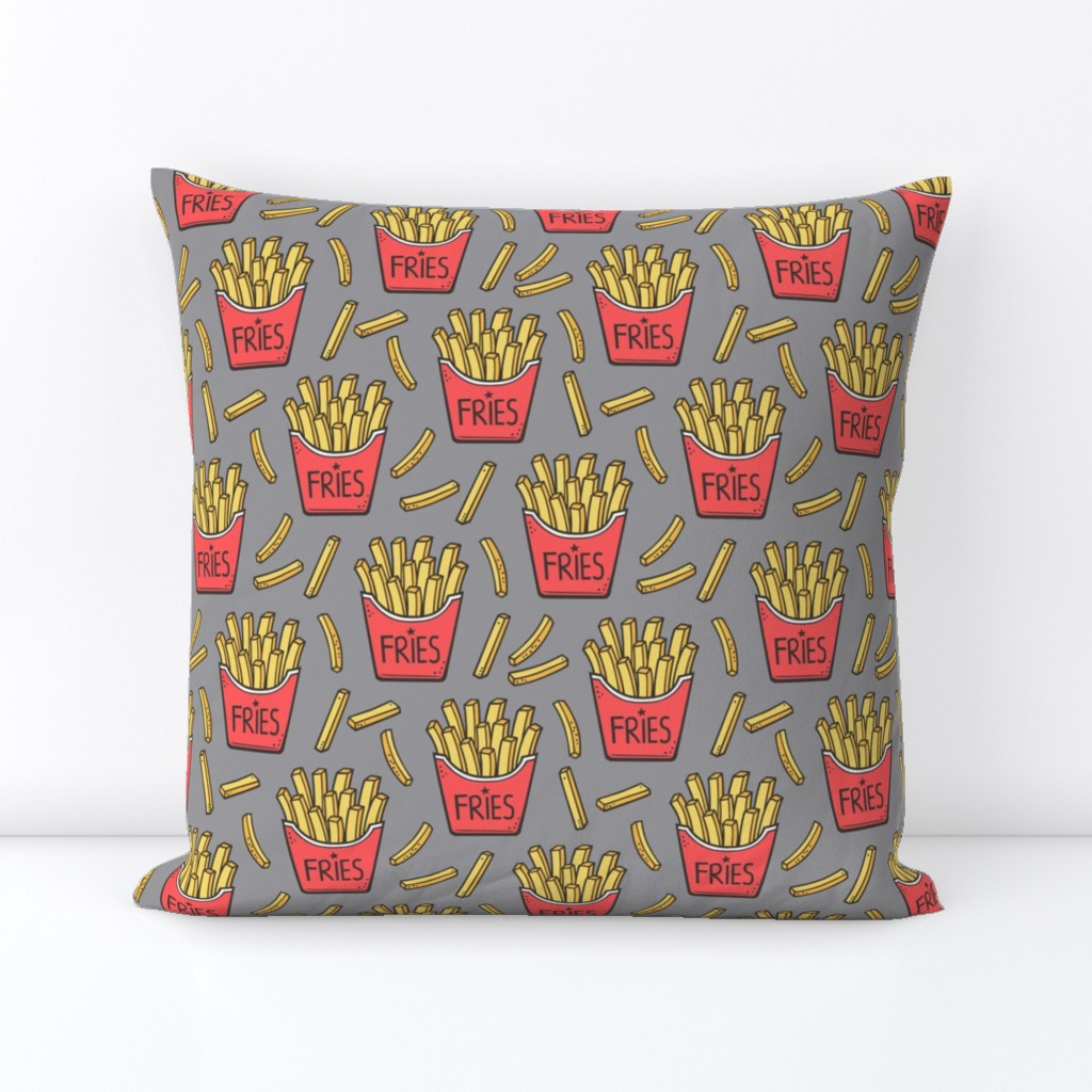 French Fries Fast Food Red on Grey