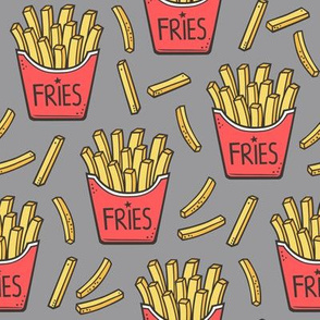 French Fries Fast Food Red on Grey
