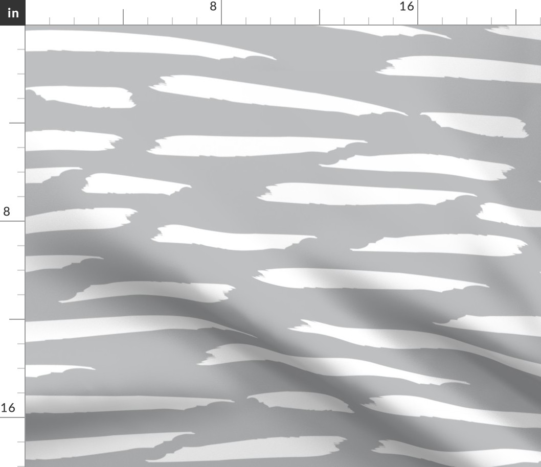 Paintbrush Stripes - White on Gray - Large Scale