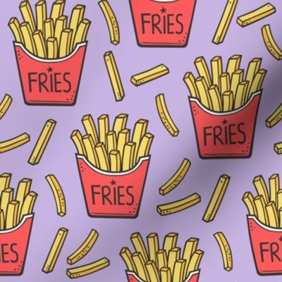 French Fries Fast Food Red on Purple