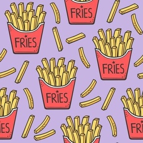 French Fries Fast Food Red on Purple