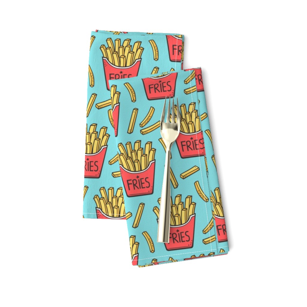 French Fries Fast Food Red on Blue
